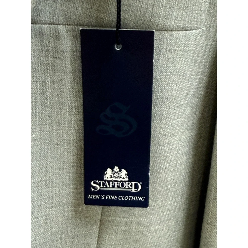 Stafford Mens Gray Blazer Jacket 42R Polyester Rayon Classic Fit‎
